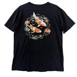 T&C Surf Designs Shirt Mens Large Black Koi Pond Hawaii Graphic Tee T-Shirt